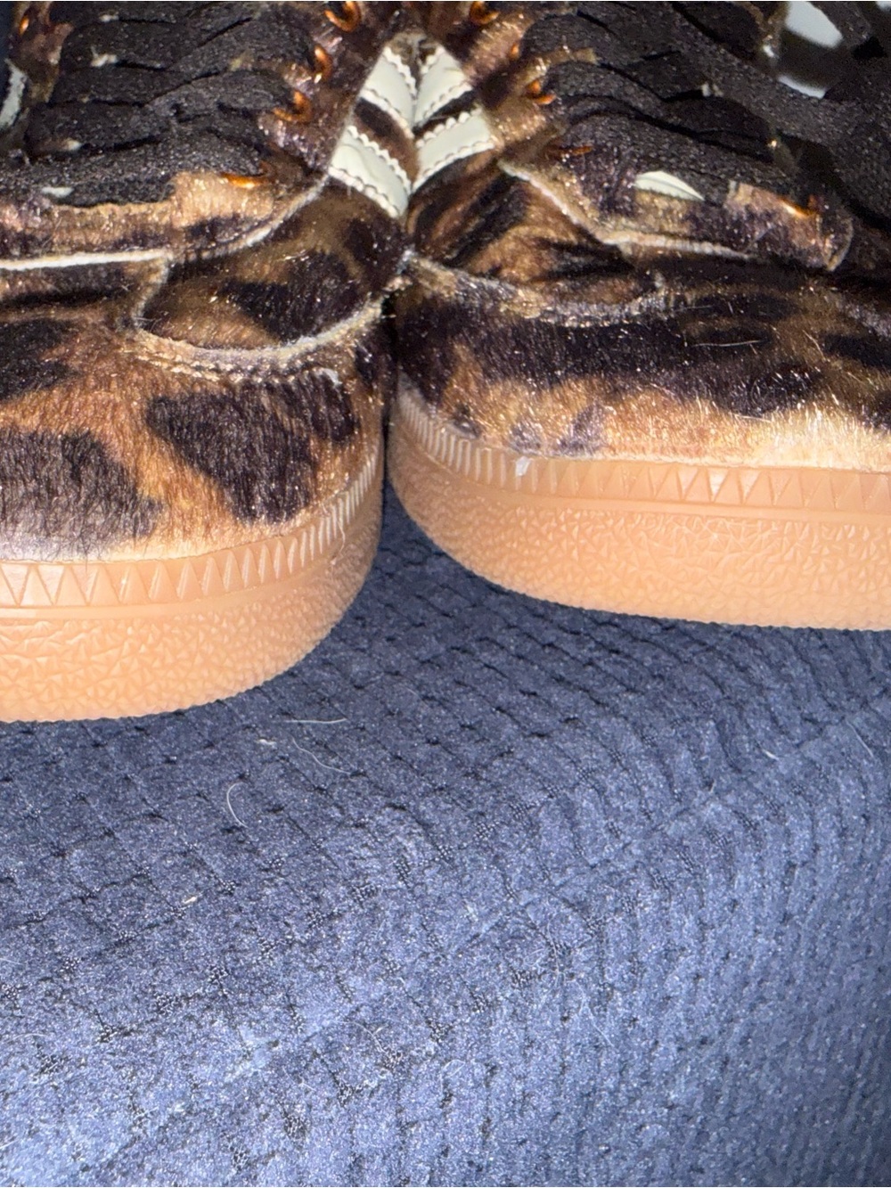 adidas Brown Leopard Print Pony Hair Sneakers w/Light Blue Lining Wales Bonner - Picture 4 of 6
